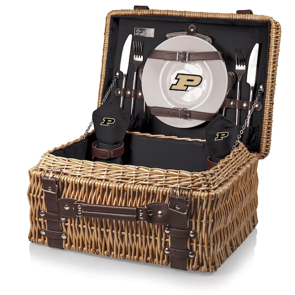 Picnic Time Family Of Brands NCAA Purdue Boilermakers Champion Picnic Basket for 2, Large Wicker Picnic Set 208-40-179-514-0 - main