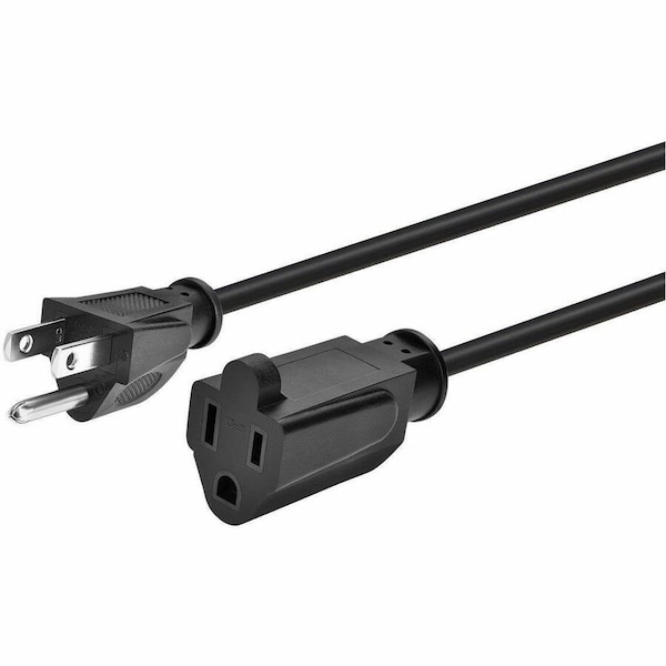 Monoprice SJT Extension Cord, 16 AWG, Indoor, 16/3, 1 Outlets, 5-15R, Black, 5-15P, 6 ft 5299 - main