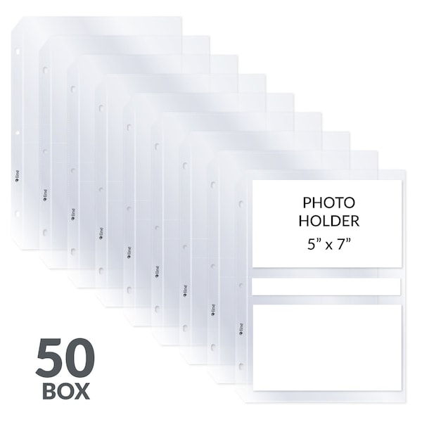 C-Line Products 8-1/8" x 11-1/4" Clear 35mm Ring Binder 3-1/2 x 5 Photo Storage Pages, 50/BX 52572 - main