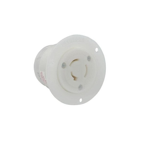 Leviton Flanged Locking Inlet, Non-NEMA, 20 A, 125/250V AC, 3 Pole, Flush Mount, Screw Terminals, White 3326-C - main