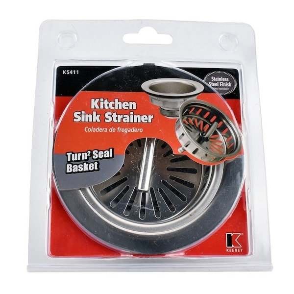 Keeney Mfg Rust-Resistant Strainer, 4-1/2 in Dia, Stainless Steel, For: Standard 3-1/2 in Sink K5411 - main