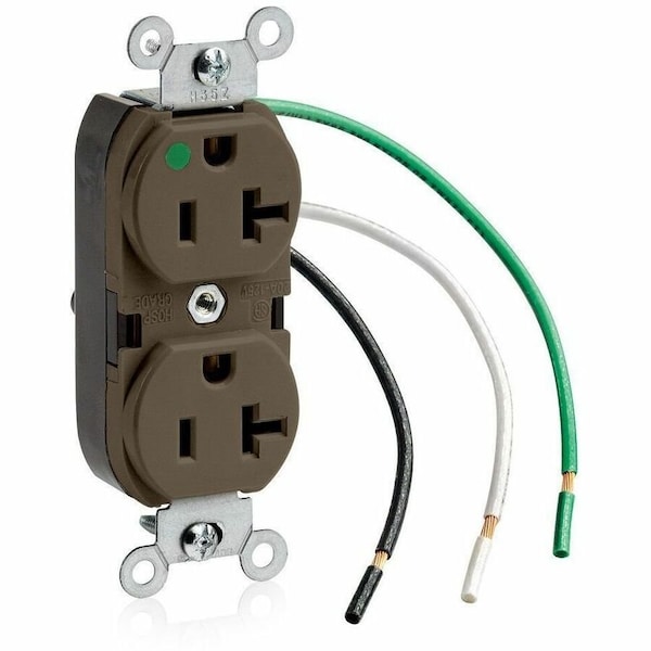 Leviton Heavy Duty Hospital Grade Duplex Receptacle, 20 Amp, 125 Volt 8300-L - main