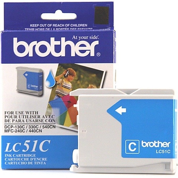 Brother Brother LC51C Original Ink Cartridge - Inkjet - 400 Pages - Cyan - 1 Each LC51C - main