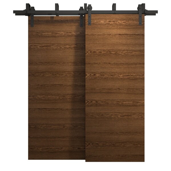Sartodoors Sliding Closet Barn Bypass Doors 72 x 80 inches, Ego 5000 Cognac Oak Veneer, Modern 6.6ft Rails Ha EGO5000BBB-DKO-72 - main