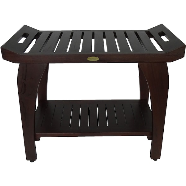 Homeroots 23" X 30" Dark Brown Solid Wood Shower Bench 383316 - main