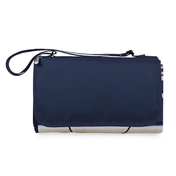 Picnic Time Family Of Brands Blanket Tote Outdoor Picnic Blanket, Blue Stripe Pattern with Navy Flap 820-00-107-000-0 - main