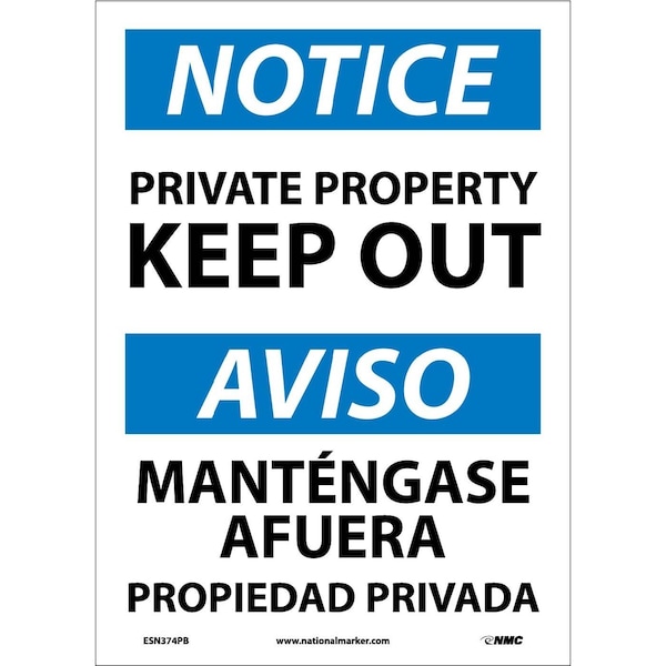 Nmc Notice Private Property Keep Out Sign - Bilingual, ESN374PB ESN374PB - main