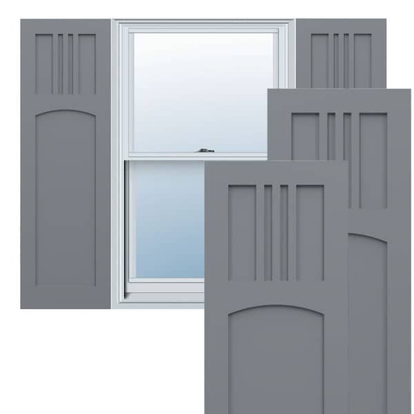 Ekena Millwork True Fit PVC San Miguel Mission Style Fixed Mount Shutters, Ocean Swell, 12W x 42H, PR TFP001SM12X042CH - main