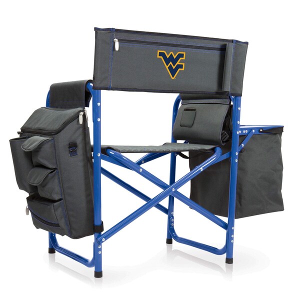 Picnic Time Family Of Brands NCAA West Virginia Mountaineers Fusion Camping Chair with Side Table and Soft Cooler 807-00-639-834-0 - main