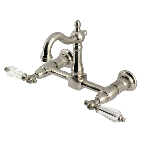 Kingston Brass Two-Handle Wall Mount Bridge Kitchen Faucet, Brushed Nickel KS2448WLL - main