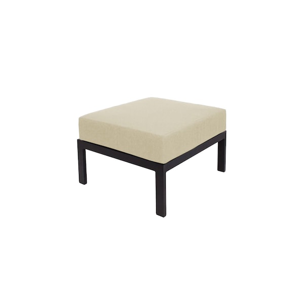 Bfm Seating Belmar Outdoor Ottoman with Sunbrella Cushion, Sand Black Frame PH6106BL-57012 - main