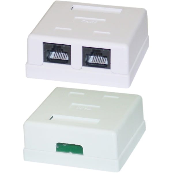 Cable Wholesale Cat6 Dual Jack Surface Mount Box, Female, Unshielded 300-613DE - main