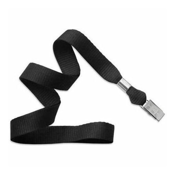 Brady LANYARD STANDARD, BLACK, 5/8in FLAT WOVEN LANYARD W/NICKEL PLATED STEEL BULLDOG CLIP 2136-3551 - main