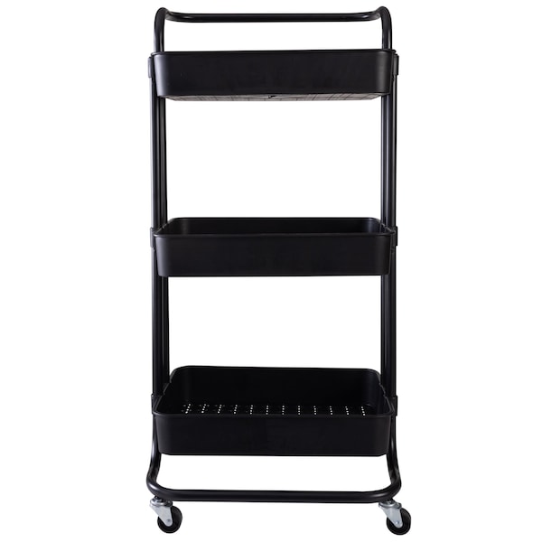 Organize It All 3 Tier Rolling Basket Cart in Black 15260-BLACK - main