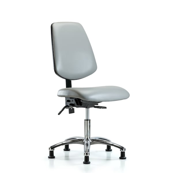 Blue Ridge Ergonomics Desk Chair Desk Chair, Vinyl, Med, Bk, Chrm, Glides, Dov, No Arms, 18" to 23" Height, Vinyl, Dove BR-VDHCH-MB-CR-T0-A0-RG-8567 - main