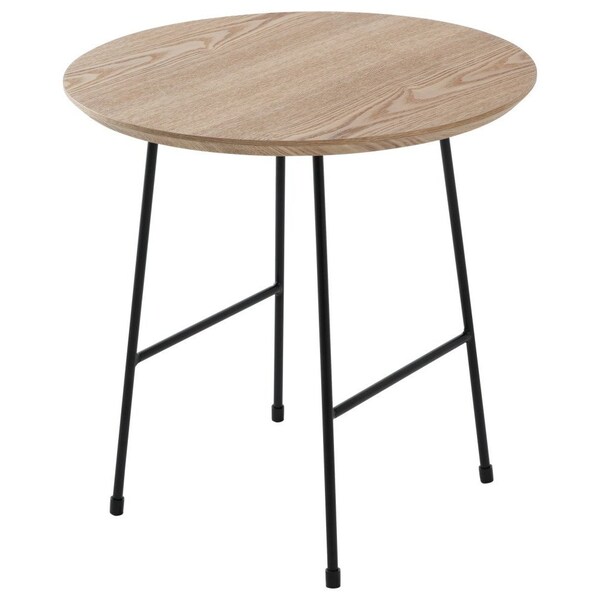 Leisuremod Round 19.7 in W, 19.3 in L, MDF/Stainless Steel, Natural Wood RSBL-19NW - main