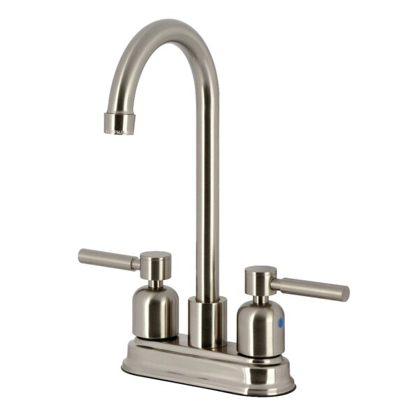 Kingston Brass Double-Handle 4" Centerset High-Arc Bar Faucet, Brushed Nickel FB8498DL - main