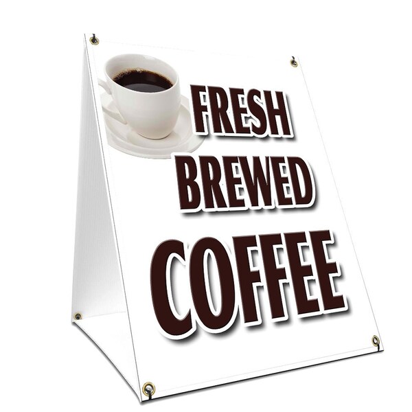 Signmission Fresh Brewed Coffee, 36 Inch x 24 Inch A-frame Yard Sign, Plastic Sign SBC-2436-Fresh Brewed Coffee - main