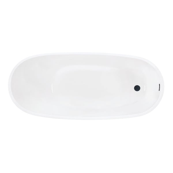Kingston Brass 54" Acrylic Oval Single Slipper Freestanding Tub with Drain, Glossy White/Matte Black VTRS542827C310 - main