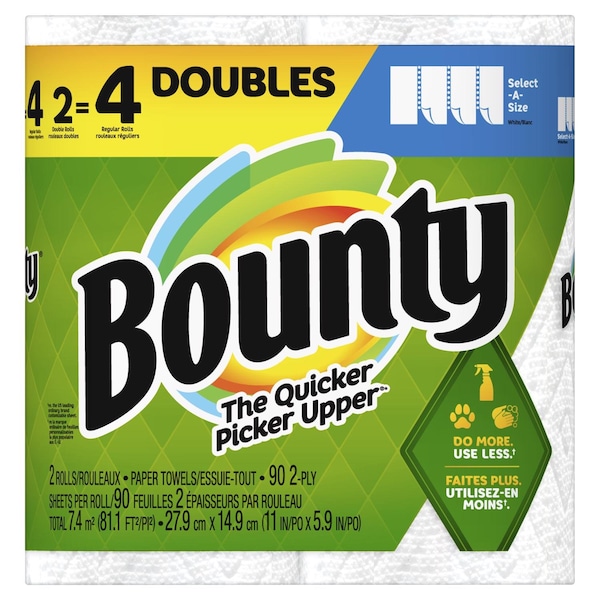 Bounty Bounty Select-A-Size Paper Towels, 2 Ply, White, 2 PK 80374752 - main