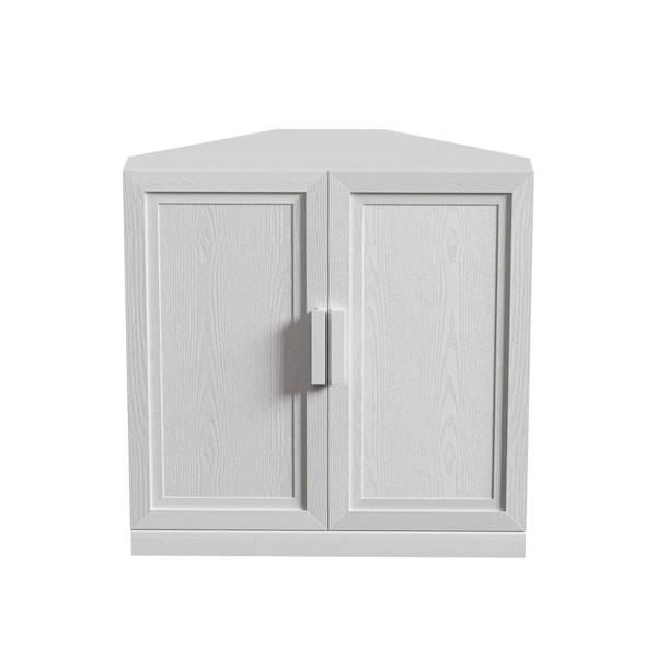 Homeroots Set Of Four White Wood Corner Accent Cabinet With Two Doors 712124 - main