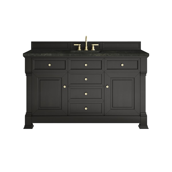James Martin Vanities Brookfield 60" Single Vanity, Black Onyx, w/ 3 CM Phantome Eclos Top 547-V60S-BKO-3PHT - main