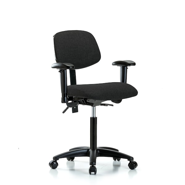 Blue Ridge Ergonomics Chair, Fabric, Med Bench, AA Casters, Blk, 6-Way Adjustable, 22" to 29" Height, Black BR-FMBCH-RG-T0-A1-NF-RC-F42 - main