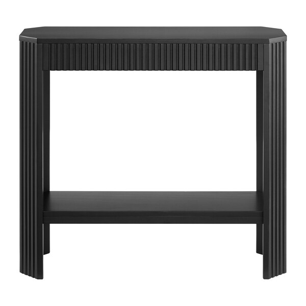 Alaterre Furniture Fluted Solid Wood Console Table 36 in Modern Entryway Table with Storage Shelf AFTBL-026 - main