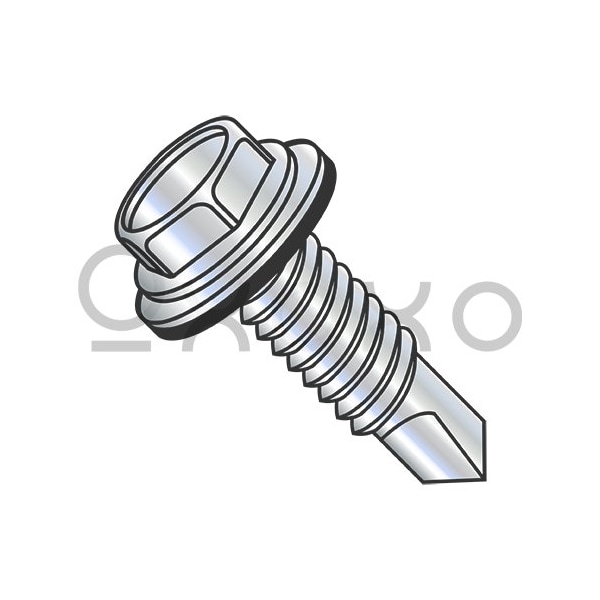 Oxoxo 12-24X7/8 Unslot Hexwasher w/Bonded NEO EPDM Washer Self Drill Screw Full Thread Zinc Bake, 1500PK 644077 - main
