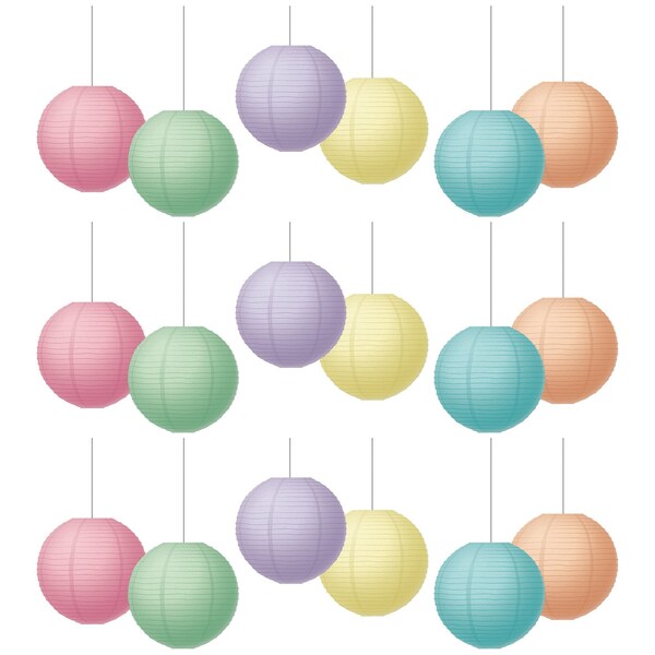 Teacher Created Resources Pastel Pop 8'' Hanging Paper Lanterns, 6-Piece Set, 3PK 77523 - main