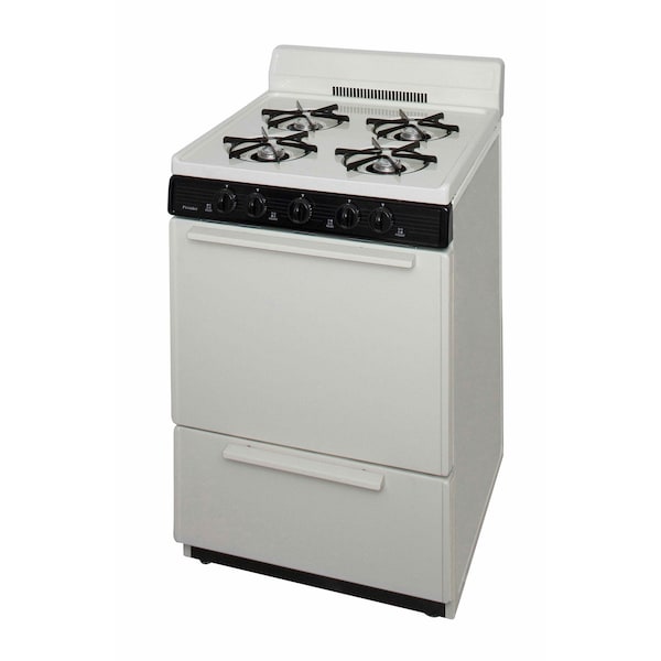 Premier Gas Range, Four 9100 BTU Open Burners, 24 inW x 40 inH x 26 inD, 2.42 cu. Ft., Biscuit 805737 - main