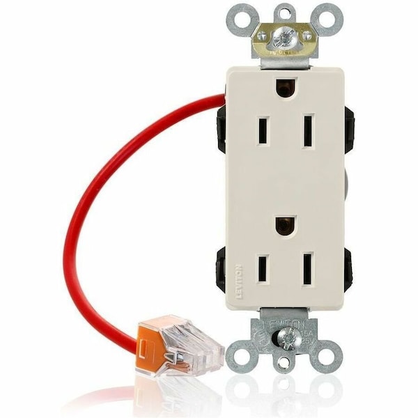 Leviton Straight Blade Receptacle, 5-15R, 15 A, 125V AC, Flush Mount, Self-Grounded M1626-SCT - main