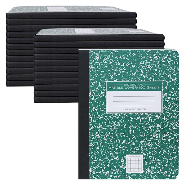 Winnable Case of Green Marble Comp Notebooks, 5x5 Graph Ruled, 100 sht, 15 lb Paper, 9.75"x7.75", Hard Cover, PK24 77255cs - main