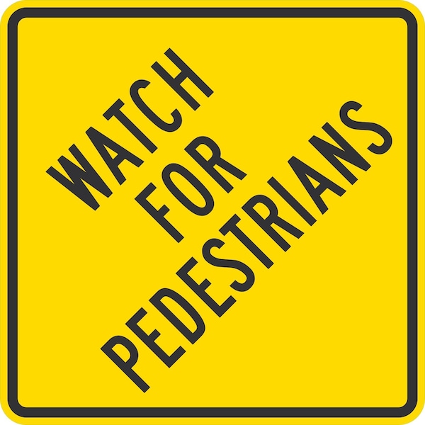 Lyle Watch For Pedestrians, 36x36, High Intensity Prismatic, Yellow G-16207-HI_36x36 - main