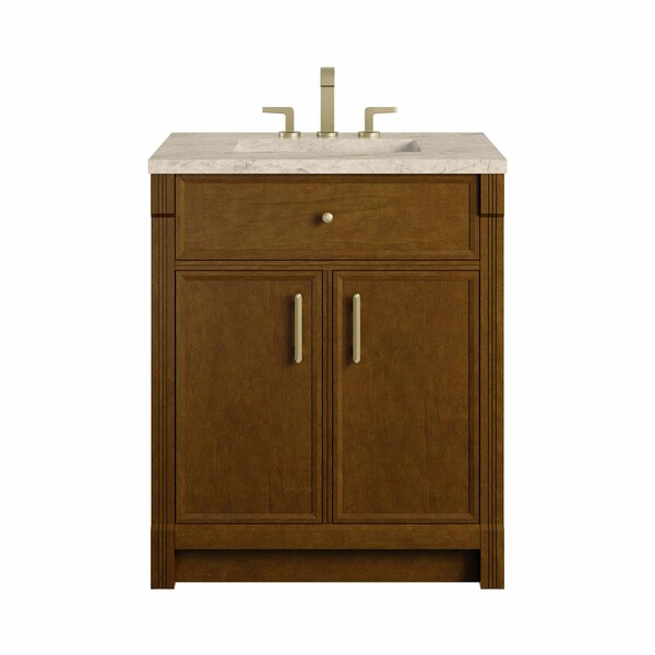 James Martin Vanities Bellshire 30" Single Vanity, Honey Oak w/ 3 CM Tajnar Eclos Top 660-V30-HNO-3TJR - main