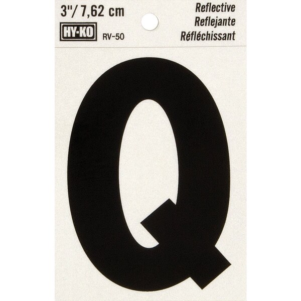 Hy-Ko Vinyl 3'' Reflective Adhesive Letter Q RV-50Q - main
