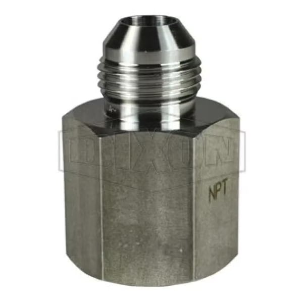 Dixon The Right Connection Flare to Pipe Adapter, 3/4-16 x 1/2-14 Nominal, Female JIC 37Deg Flare x Male N SS2405-8-8 - main