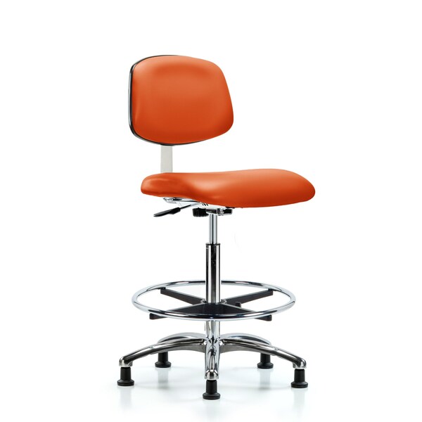 Blue Ridge Ergonomics Clean Room Chair Hi Ben Chair, Vin, Chrm, CF, Glds, Org, CL10, 26" to 35-1/2" Height, Vinyl, Orange Kist BR-CLR-VHBCH-CR-CF-RG-8613 - main