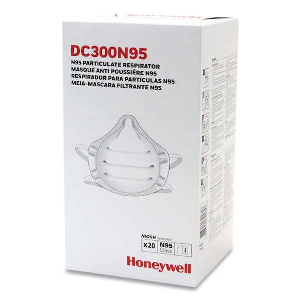Honeywell ONE-Fit N95 Single-Use Molded-Cup Particulate Respirator, One Size Fits Most, White, 10PK DC300N95 - main