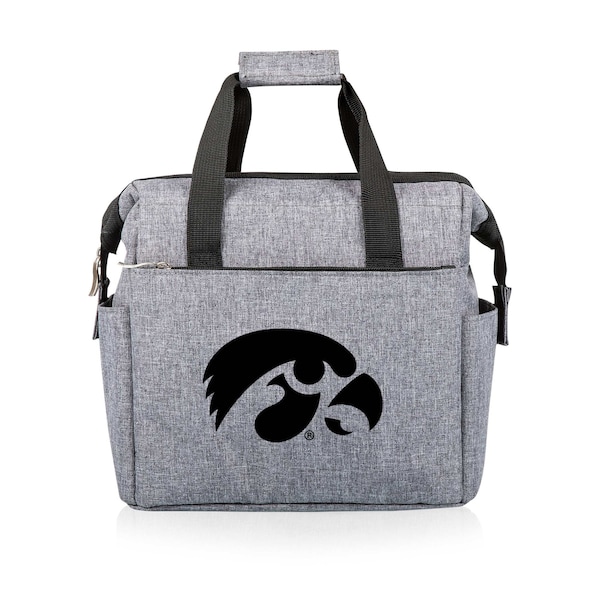 Picnic Time Family Of Brands NCAA Iowa Hawkeyes On The Go Lunch Bag Cooler - Soft Cooler Lunch Box, Heathered Gray 510-00-105-224-0 - main