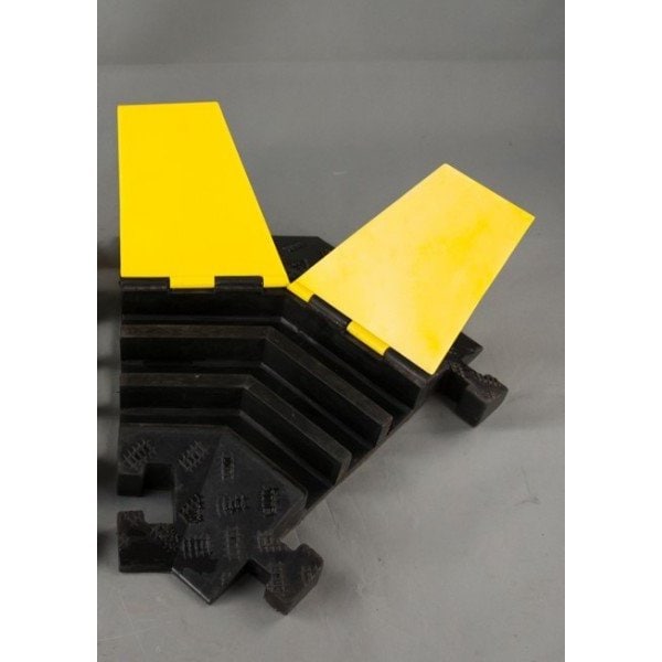 Southwire Cable Protector Left Turn, 4 in H, 27 in L, 22-3/4 in W, 3 Channel, Rubber, Black, Yellow 31206-1 - main