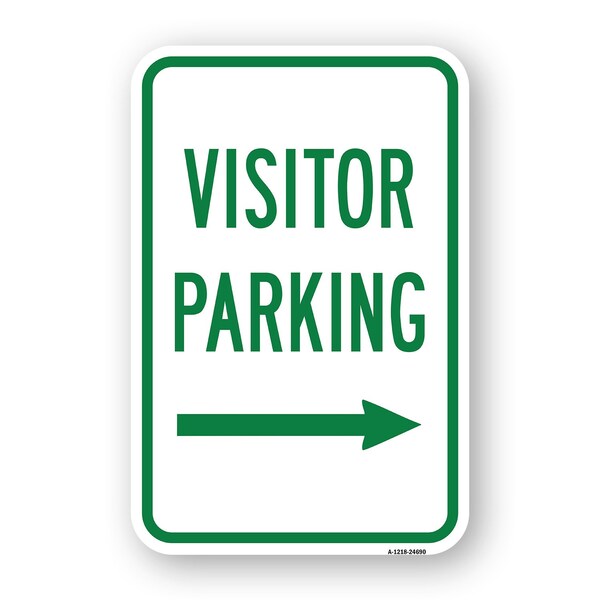 Signmission Visitor Parking With Right Arrow, Heavy-Gauge Aluminum, 18" x 24", A-1824-24690 A-1824-24690 - main