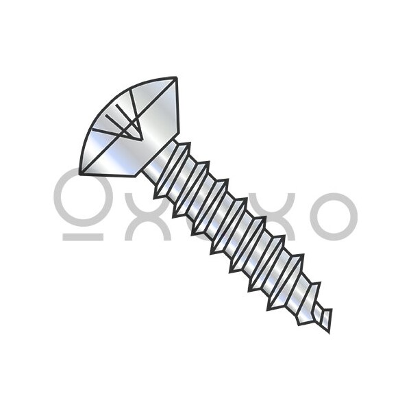 Oxoxo 6-18X3/8 Phillips Oval Undercut Self Tapping Screw Type A Fully Threaded Zinc And Bake, 10000PK 501177 - main
