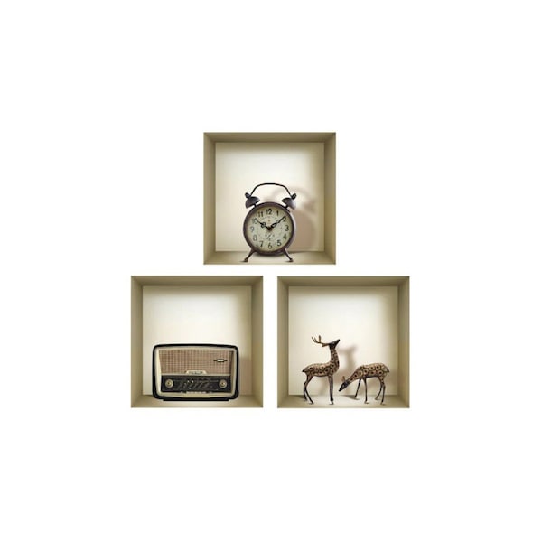 Homeroots Set of Three Sia Faux Niche 3D Peel and Stick Wall Decals, 3PK 565417 - main