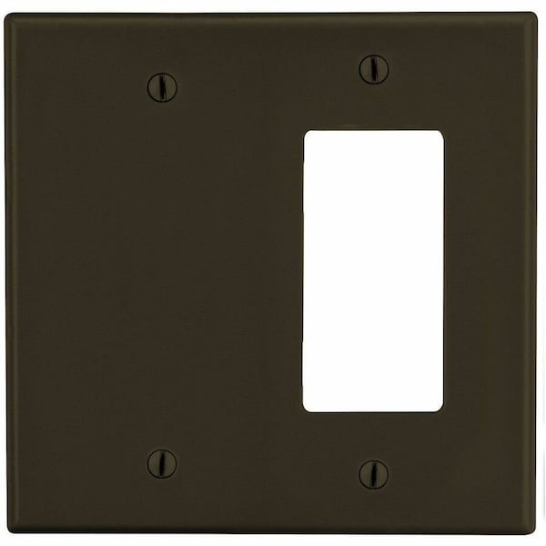 Hubbell Wiring Device-Kellems Wallplate, Mid-Size 2-Gang, 1) Decorator 1) Box Mount Blank, Brown PJ1326 - main