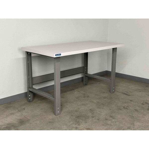 Stackbin Bolted Workbenches, 60"W, Adj. H, 3500lb E6030-3505-GY - main