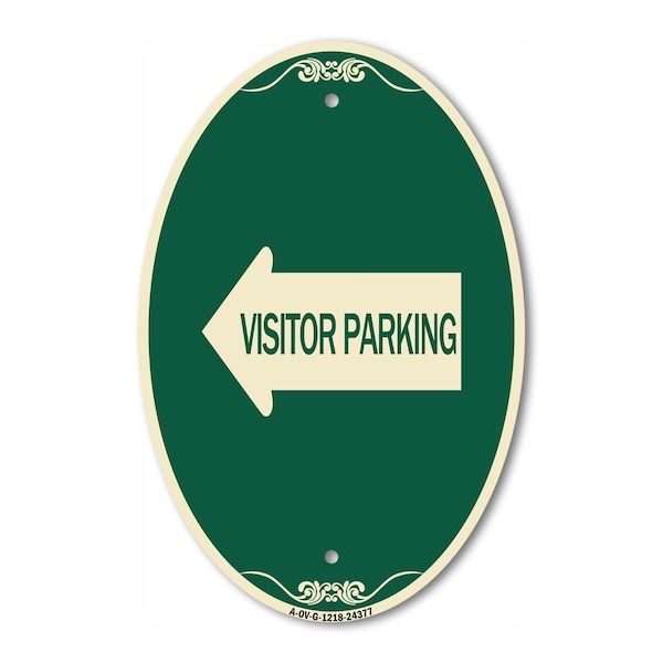 Signmission Visitor Parking With Left Arrow, 12 Inch X 18 Inch Architectural Oval, Heavy Gauge Aluminum A-OV-G-1218-24377 - main