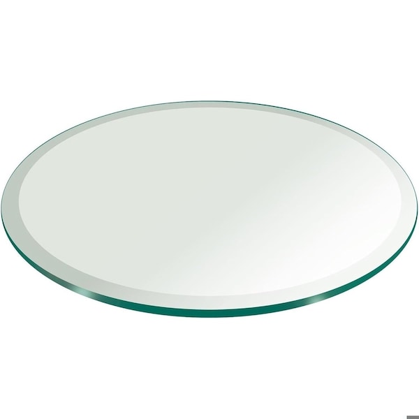 Fab Glass And Mirror 30in in Round Glass Table Top 3/8in Thick Tempered Beveled Edge by, Wall Mirror, Safety Backing 30RT10THBETE - main