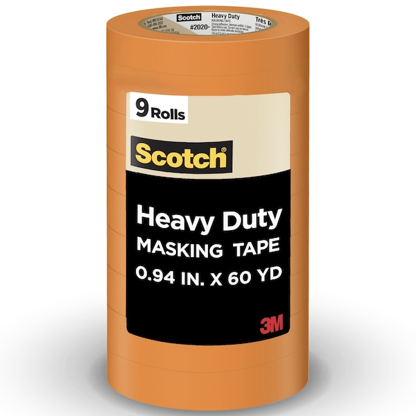 3M MaskingTape, CrepePaper, Org, 60-1/8ydL, PK9 92845 - main