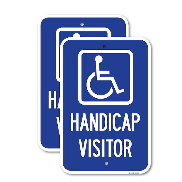 Signmission Handicap Visitor With Graphic, 12'' X 18'' 2 Signs, Heavy Gauge Aluminum, 2PK A-1218-2PACK-23920 - main